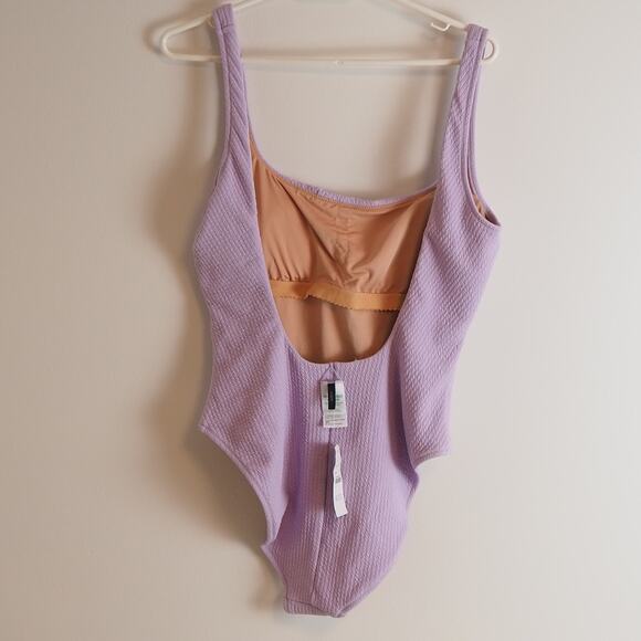 NWT J.Crew One Piece Swimsuit Size 12 Purple Textured Square Neck Low Back BC153 - Picture 2 of 13
